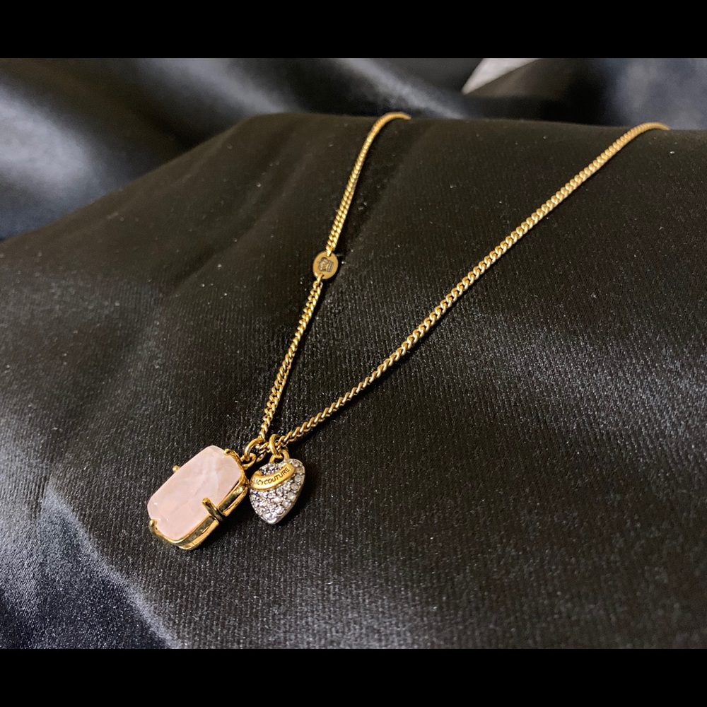 Juicy Couture Rose Quartz Pendant, gold necklace